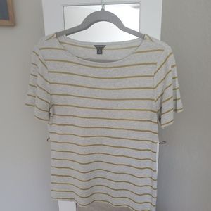 Ann Taylor Gray Striped T-Shirt